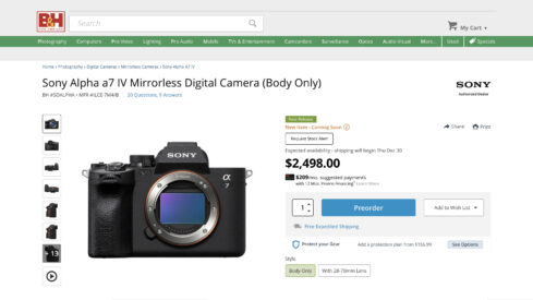 Pre-Order Sony’s New Alpha a7 IV Mirrorless Camera